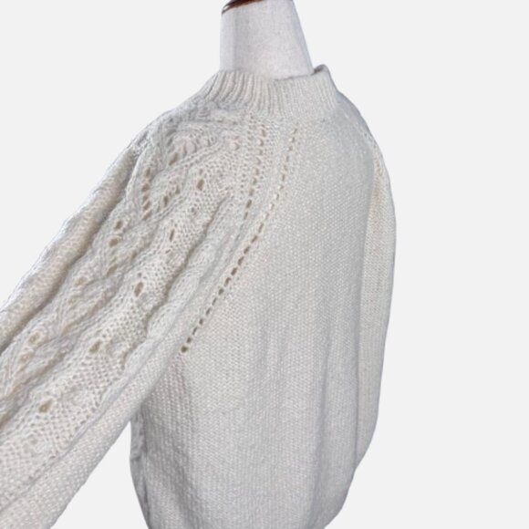 J. Crew Alpaca Wool Cable-Knit Pointelle Popcorn Bobble Flowers Sweater (SZ XXL) - Picture 6 of 16